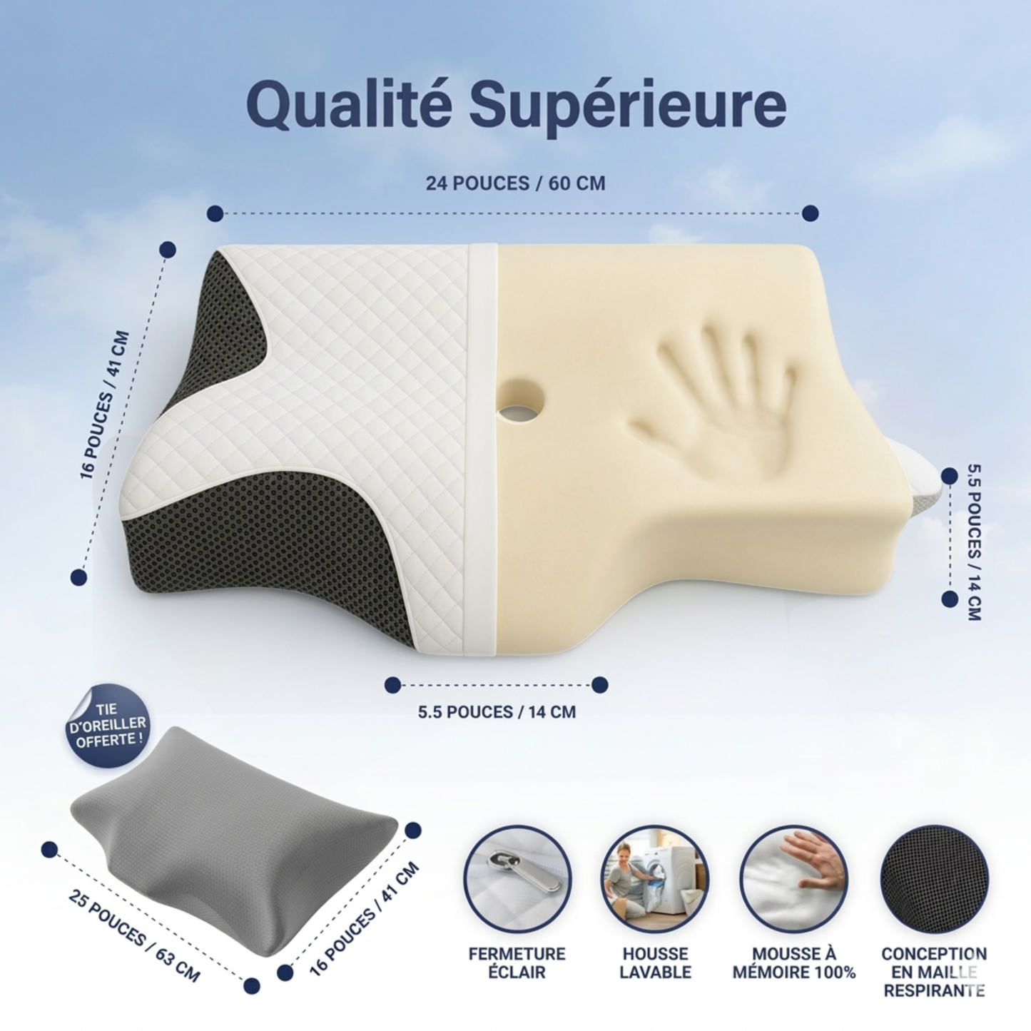 NeckCore® – Oreiller thérapeutique cervical à contour adaptatif